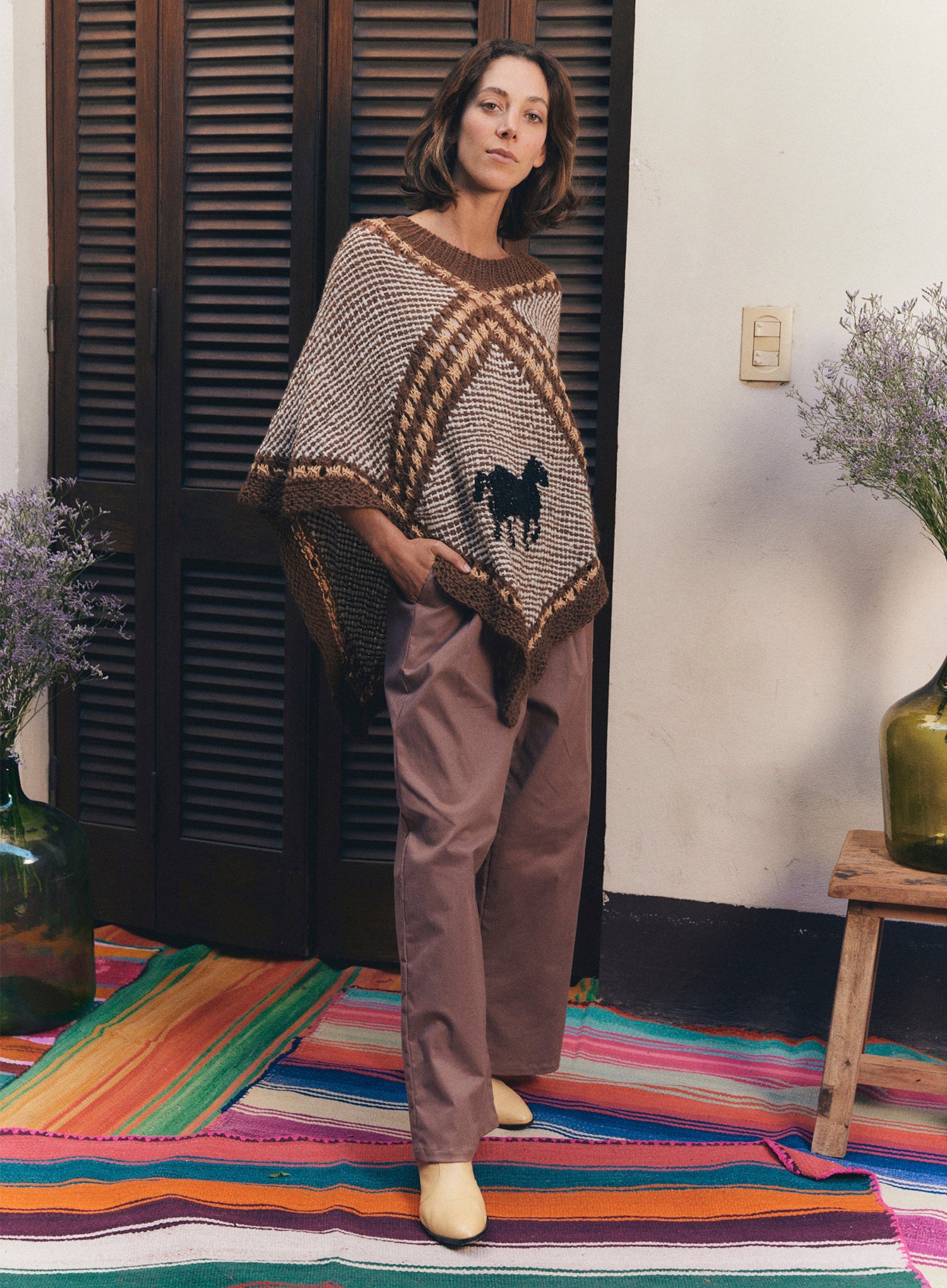Embroidered Wool Poncho