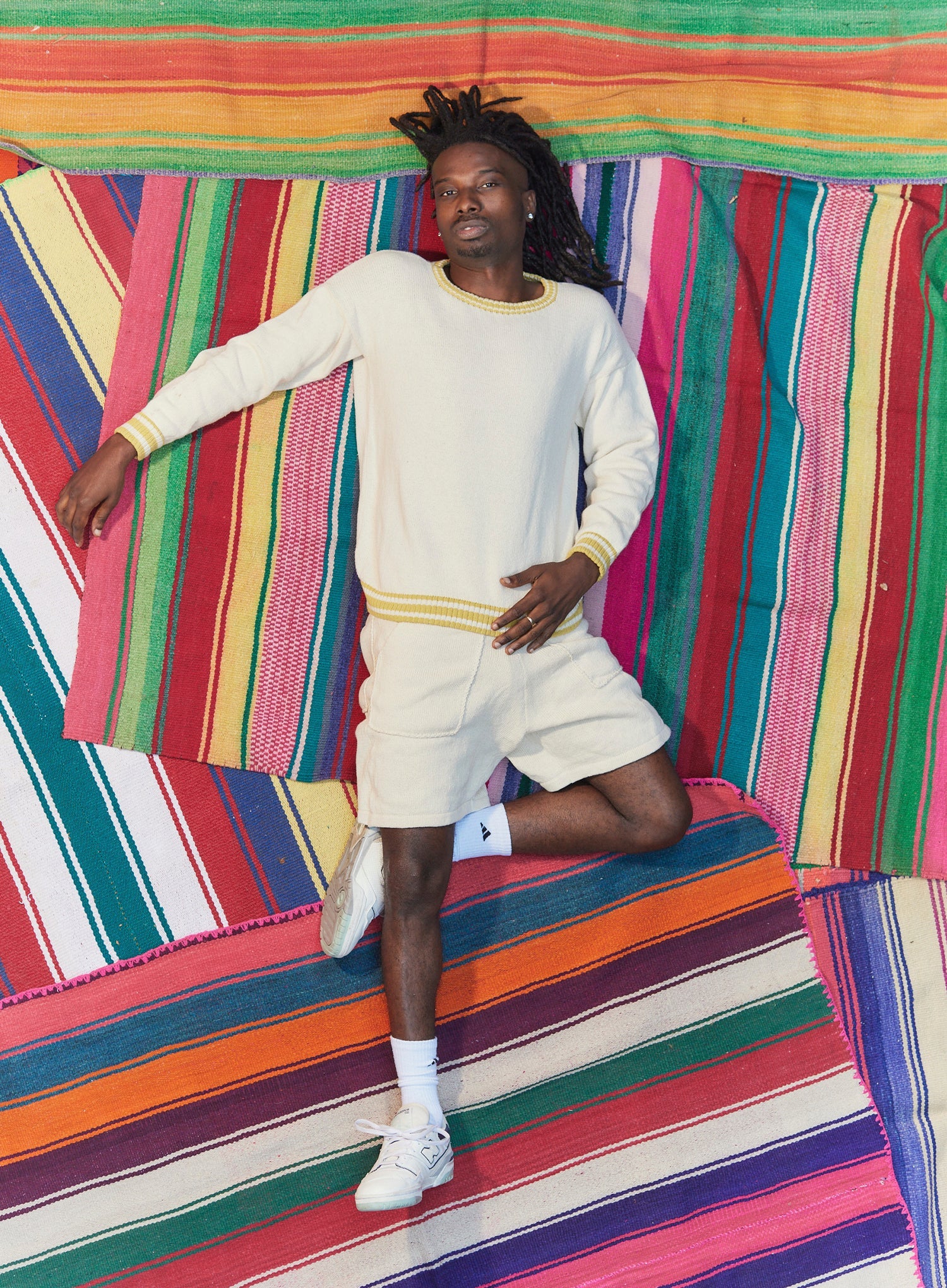 Undyed and Yellow Knit Crewneck Pullover